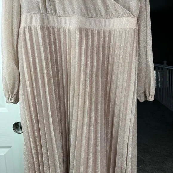 Maxi SHEIN Long Sleeve Women’s Dress Pleated Blush Pink Size 3XL #652 - Picture 4 of 12